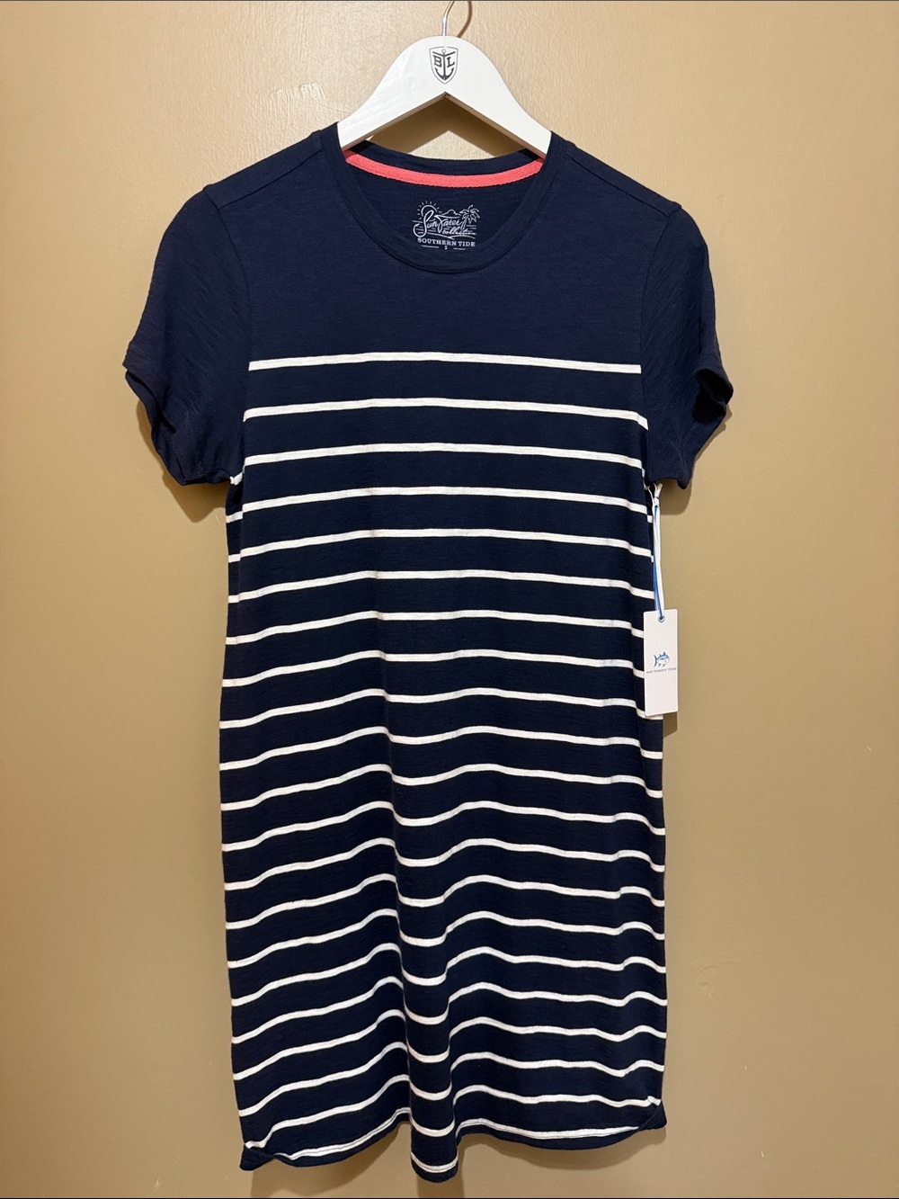 Southern Tide Women’s Navy & White Striped Tee Dress -10036